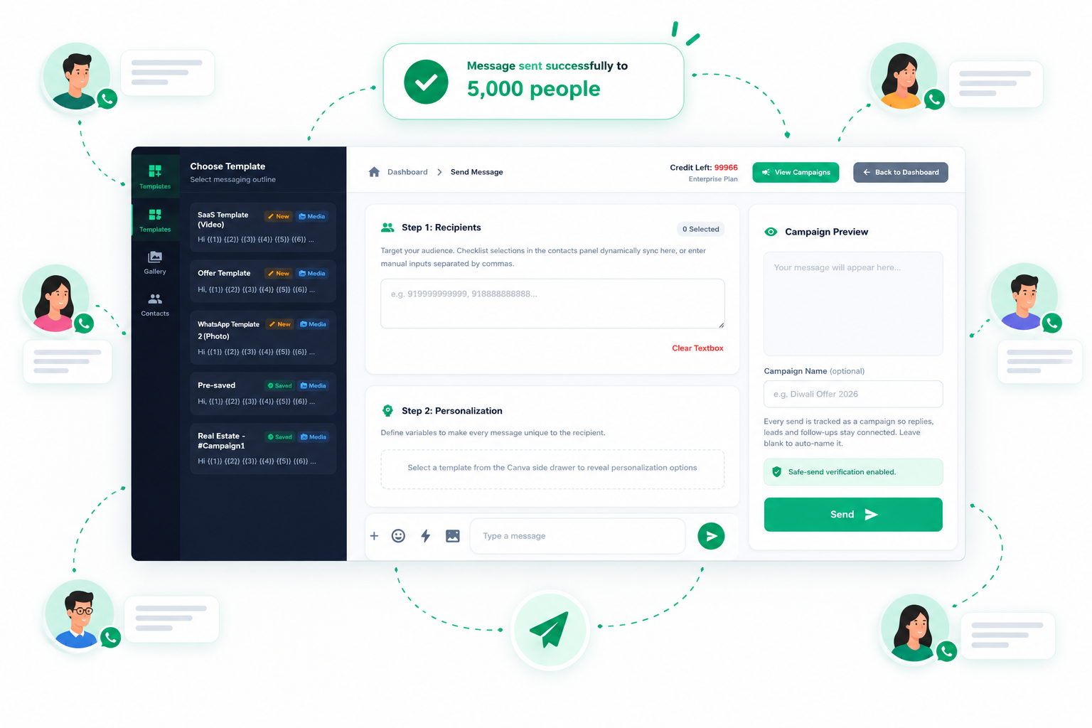 Magic Square bulk broadcast campaign preview and analytics
